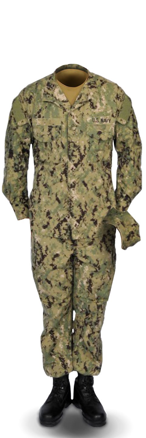 US navy working uniform digital camouflage uniform with badge, Stock image