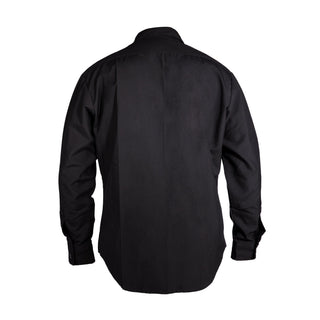 NAVY Women's Johnny Cash Winter Blue Shirt. US Navy Female Winter Blue long sleeve shirt in polyester wool. This service uniform blouse was decommissioned by the Navy in 2010. Features 2 front chest patch pockets with button flaps, long sleeves with button cuffs, button-down closure with Navy-branded buttons with anchor motif. Blue Black 75/25 Tropical Polyester Wool. Made in U.S.A. Genuine, Official US Military Navy Uniform; USN-Certified.