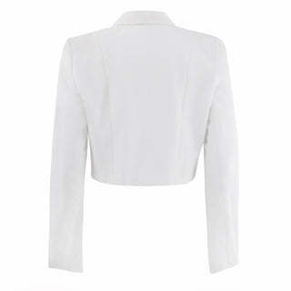 US NAVY Women's (DDW) Dinner Dress White Jacket. USN wear for female Officer & CPO uniforms. This formal mess jacket features long sleeves, narrow lapels, semi-peaked front with the back tapered to a point. The single-breasted style includes three 22.5-line Navy eagle buttons on the front. White Certified Navy Twill (100% Polyester). Made in U.S.A.