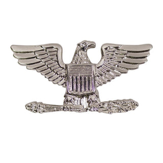 Overseas Metal Cap Device: Captain / Colonel - Miniature. Metal Cap Device for USN CAPT & USMC Overseas COL in silver mirror finish. Mini size to wear on the Garrison Cap Cover.  - Measures approx: 1” wide x 1/2” high - Sold individually - Hat/Cover Pin for wear on Garrison Cap - Certified USN Military item - Made in the U.S.A.