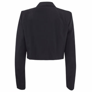 NAVY Women's Dinner Dress Blue Jacket. USN Female Formal Dress Blue Jacket with Gold Buttons. Dinner Dress uniform for female (CO/CPO) Officers & Chief Petty Officers. Short, bolero style with narrow shawl collar. There are three 22.5 line navy eagle buttons down each side of the front, without front closure. Black Polyester-Wool Blend with Gold Buttons. Made in U.S.A.