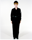Navy Female Enlisted E6 & Below Winter Working Blue Uniform worn with beret.