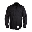 NAVY Women's Johnny Cash Winter Blue Shirt. US Navy Female Winter Blue long sleeve shirt in polyester wool. This service uniform blouse was decommissioned by the Navy in 2010. Features 2 front chest patch pockets with button flaps, long sleeves with button cuffs, button-down closure with Navy-branded buttons with anchor motif. Blue Black 75/25 Tropical Polyester Wool. Made in U.S.A. Genuine, Official US Military Navy Uniform; USN-Certified.