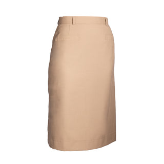 NAVY Women's Service Skirt - Khaki Poly Wool. US Navy Female Service Khaki Skirt in Poly Wool. This skirt is worn by USN Officers & (CPO) Chief Petty Officers with the Khaki Short Sleeve Shirt of the same fabric. Khaki Polyester Wool. Genuine, Official Military Navy Service Uniform (NSU). Made in U.S.A.