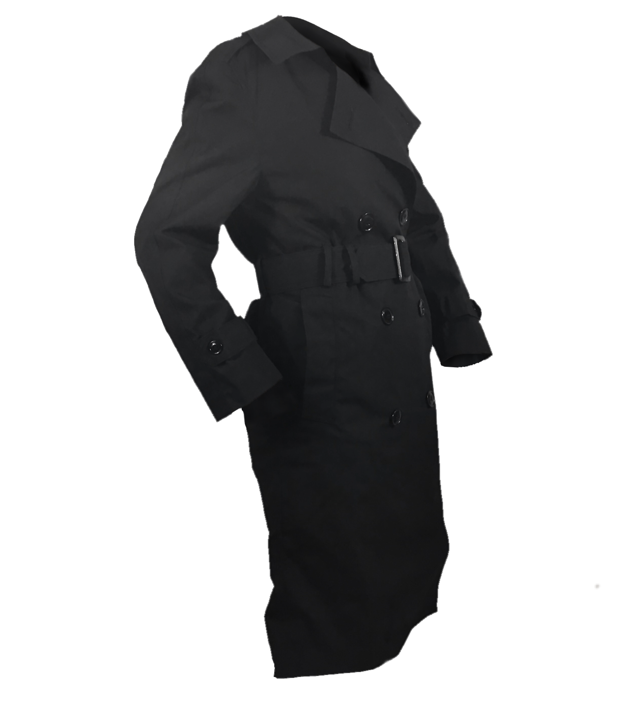 個人装備 US.Navy All Weather Coat NAVY Women's Black All-Weather Belted Trench Coat Military
