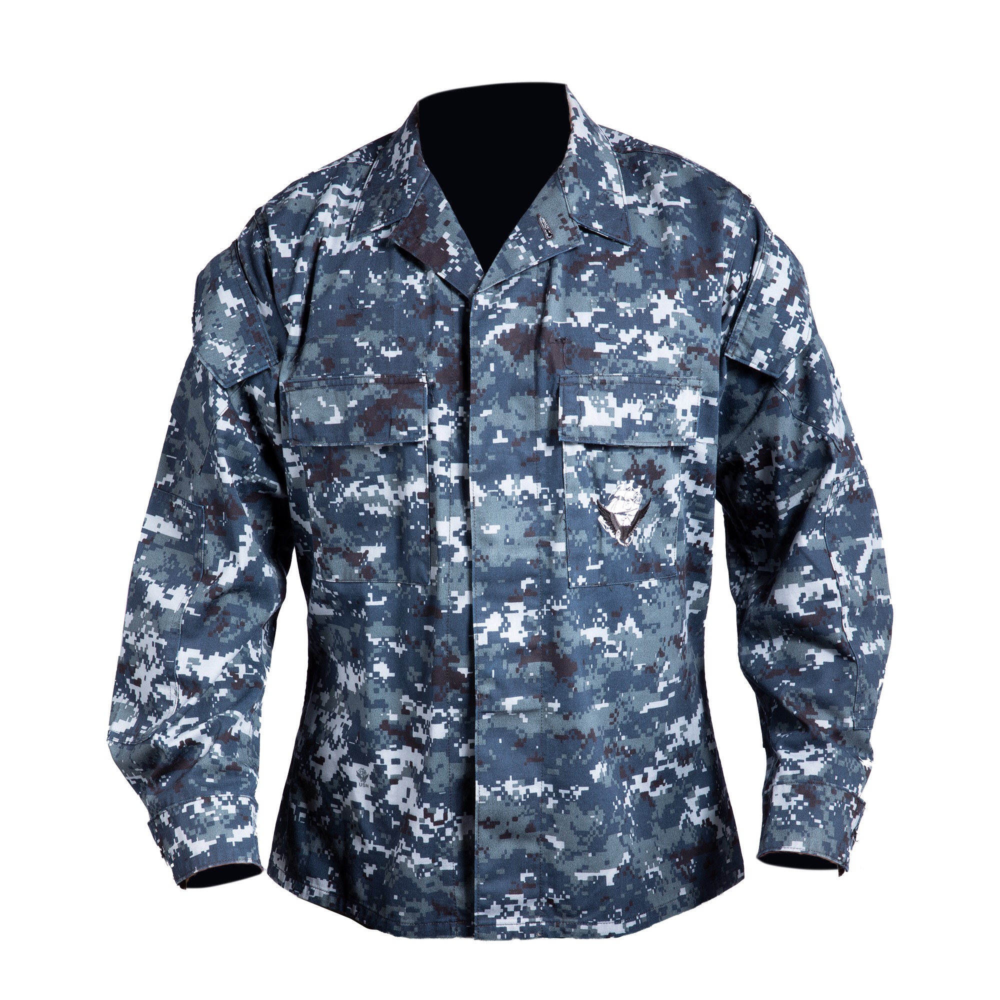 Navy NWU Type 1 Blouse Navy Working Uniform Blue Digital Camo Shirt 35 (Small) / Xshort / No Tape