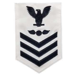 NAVY Men's E4-E6 Rating Badge: Aviation Electrician's Mate - White