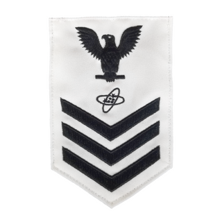 NAVY Men's E4-E6 Rating Badge: Electronics Technician - White