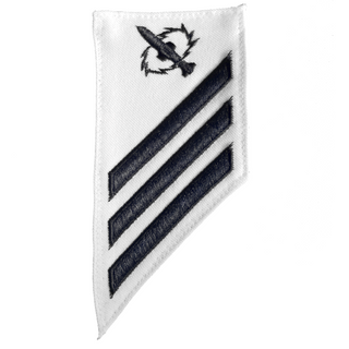 NAVY E2-E3 Combo Rating Badge: Missile Technician - White