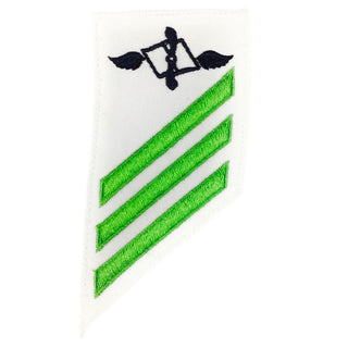 NAVY E2-E3 Combo Rating Badge: Aviation Maintenance Administrationman - White