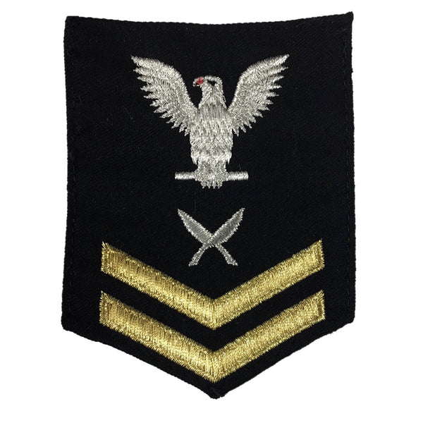 NAVY Women's Rating Badge: E5 Yeoman (YN) - Seaworthy Gold on Blue