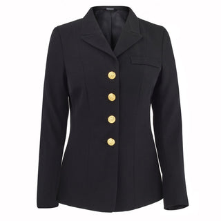 AS-IS Condition USN Female Service Dress Blue (SDB) Coat Jacket with Gold Buttons. Service Dress or ceremonial uniform for female (CO/CPO) Officers & Chief Petty Officers.   - Color & Fabric: Black Polyester-Wool Blend with Gold Buttons - Care: Dry clean only - Made in U.S.A. - NOTE: May be sold with/without rank stripes on the sleeves. You can take it to your local alterations shop and they will know how to remove them or ask any mom over 50. - Condition: AS-IS pre-owned/used.