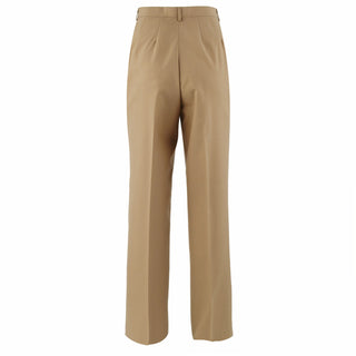 AS-IS Condition NAVY Women's Slacks in Khaki CNT. US Navy Female Khaki Certified Navy Twill Pants. These trousers are the retired style for USN Officer & (CPO) Chief Petty Officer Service Khaki uniforms. Official Military Issue Uniform. Tan Khaki 100% Polyester (Certified Navy Twill). Made in U.S.A.