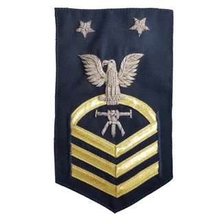 NAVY Men's Rating Badge: E9 Fire Control Technician - Vanfine Gold on Blue