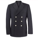 NAVY Men Enlisted Service Dress Blue Jacket with Silver Buttons Vintage. This jacket was part of the Navy's Enlisted Service Dress uniform from 1973 to 1980. Summer weight style with partial interior nylon lining in upper back and sides. Black 55/45 Polyester Wool, Nylon Lining, 35-ligne Metal Silver Buttons with Navy Eagle Insignia. Made in U.S.A. Condition: Good, pre-owned/gently used.