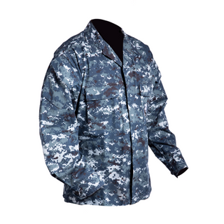 US NAVY NWU Type 1 Shirt Blouse. Navy Working Uniform Type I Coat aka "Blueberries." Authentic former issued USN Type 1 in Digital Blue Camouflage (retired in October 2019). Blue Digital Camo Pattern Nylon Cotton Twill. Genuine, Official Military Navy Working Type I Uniform; USN-Certified. Made in U.S.A.