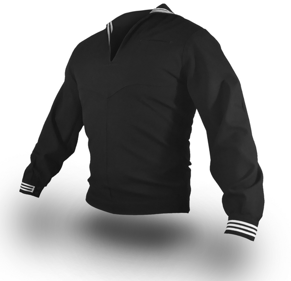 AS-IS Condition US NAVY Male Enlisted Service Dress Blue Jumper Top with Side Zipper. Affectionately known as part of the "Crackerjack" uniform, this USN SDB Jumper Blouse may be prescribed for wear year-round to all official functions when Dinner Dress or Full Dress Uniforms are not prescribed and civilian equivalent dress is coat and tie. Dark blue 00% wool serge. Made in the U.S.A. Genuine, Official US Military Navy Uniform.
