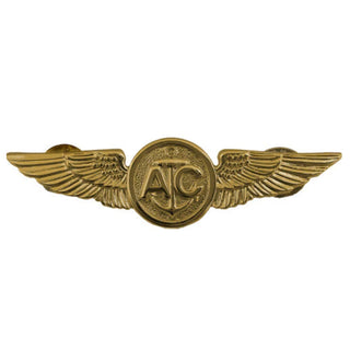 NAVY Metal Badge: Aircrewman - Full Size. US NAVY Metal Badge Device Pin - Navy and Coast Guard Aircrew Warfare Specialist (NAWS), Regulation Full Size. Gold Mirror Finish. In 2009, this badge was designated a warfare pin. It is awarded to those who have successfully attained their NATOPS (Naval Aviation Training and Operations Procedure Standardization) qualification on the aircraft assigned to them. Measures approximately 2-3/4"wide x 3/4"high. Clutch back pin. Made in the USA.