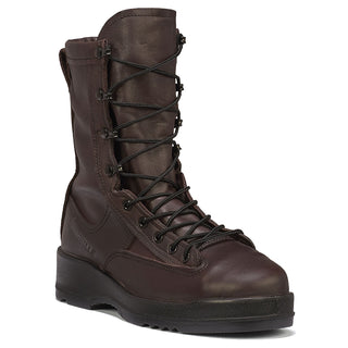 Men Boots Brown Flight Deck Steel Toe - Belleville 330ST Naval Aviator. Male Aviator Chocolate Brown Leather Flight Deck Boots Belleville 330 ST. U.S. Navy/NAVAIR Military Certified boots worn on Flight Line/Flight Deck with Naval flight clothing/aviator uniform for E7 & above. Water-resistant upper, rubber Vibram® Chevron outsole, shock-absorbing midsole, waterproof liner. Made in USA.