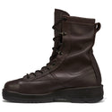 Men Boots Brown Flight Deck Steel Toe - Belleville 330ST Naval Aviator. Male Aviator Chocolate Brown Leather Flight Deck Boots Belleville 330 ST. U.S. Navy/NAVAIR Military Certified boots worn on Flight Line/Flight Deck with Naval flight clothing/aviator uniform for E7 & above. Water-resistant upper, rubber Vibram® Chevron outsole, shock-absorbing midsole, waterproof liner. Made in USA.