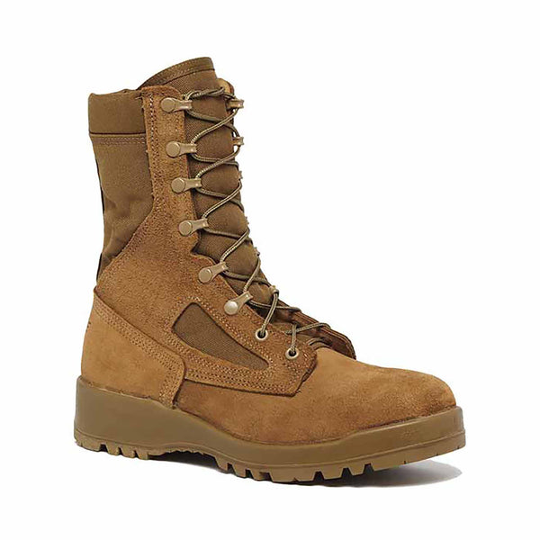 Men's Boots Coyote Brown Hot Weather Steel Toe - Belleville 551ST. 551 ST Male Coyote Brown Hot Weather Boots.   - 8" Standard Military Height - Upper: 100% Cowhide Rough-Out Suede Leather & Cordura Nylon Fabric - Cool-Max Lining - Polyurethane removeable insert - 100% rubber Vibram Sierra outsole - Berry Amendment Compliant - Electrical Hazard Rated - Steel Toe meets ASTM F2412-11 and F2413-11 standards. - ASTM F2413-05 Electrical Hazard Safety Approved. - AR 670-1 Compliant  - Made in the USA