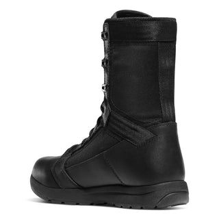 Danner Tachyon GTX #50122 Boots. Men's boot features 8" lace-up upper, waterproof Gore-Tex lining, and speed lace system. The cushioned footbed and midsole with rubber Danner Tachyon outsole. Black Leather, Denier Nylon Upper. Plain toe protection (non-steel toe). Made in Vietnam.