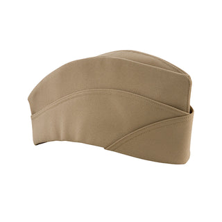 NAVY Women's Khaki CNT Garrison Cap - Retired. US NAVY Vintage Female Khaki Garrison Cap in Polyester CNT (Certified Navy Twill). The Khaki CNT cover is a retired style, paired with older USN uniforms made of the same material. Women's style features a curved, streamlined shape. Khaki Tan 100% Polyester. Made in the U.S.A.