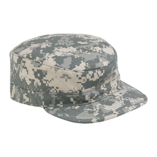 U.S. ARMY Combat Uniform Patrol Cover in Operational Universal Camouflage Pattern (UCP). The Patrol Cap, a standard headgear for use with the ACU UCP Coat & Trousers, features a round structure and a hook & loop pad on the back for nametape. Genuine, Official Military ACU Uniform Item. Universal Camouflage Pattern (UCP) composed of tan, gray, and sage green. 50/50 Nylon Cotton Ripstop. Made in the USA.