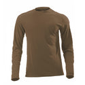 Drifire Midweight Long Sleeve Tee - Men's Coyote Brown. The DRIFIRE base layer system, designed for the U.S. military, is made of soft FR fabric with wicking/fast-drying capabilities, built-in antimicrobial properties and flame resistance using no-melt, no-drip technology. Coyote Brown, 85% Modacrylic/15% Viscose. Flame resistant fabric controls moisture & order; Dries up to three times faster than cotton. Berry compliant. Made in U.S.A.