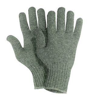 Military Cold Weather Glove Inserts - Foliage Green. US Military CW Type II, Class 2 Glove Inserts in Sage/Foliage Green. These gloves can function as a standalone pair or as liners with D-3A shells. 100% ribbed wool knit with ribbed wrist cuffs for added warmth and protection. Green shade coordinates with U.S. Army Universal Camouflage Pattern (UCP). Made in the U.S.A.