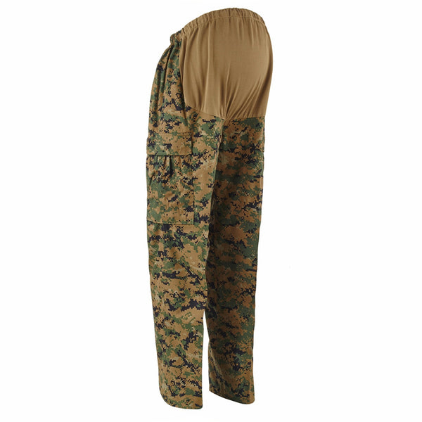 USMC MARPAT Woodland Maternity Trousers. US Marine Corps Women's Combat Utility Uniform Maternity Slacks in Woodland MARPAT Green/Brown Digital Camouflage. Genuine, official MCCUU Female Maternity Pants. Woodland MARPAT: Brown/Green/Black Digital MARPAT Camo with EGA Insignia. 50/50 Nylon Cotton Twill. Made in U.S.A.
