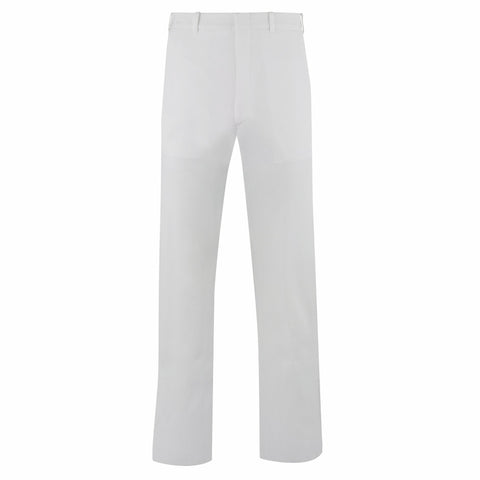 USN Men's Service Dress White (SDW) Jumper Pant Trousers. Part of the Summer version of the Navy "Crackerjack" uniform. Worn with the new NAVY Men's Dress White Jumper Top with Piping, or the classic NAVY Men's Dress White Jumper Top without Piping. White 100% Polyester Certified Navy Twill (CNT). Made in U.S.A. Genuine, Official US Military Navy Uniform.