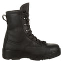 US NAVY Black Leather Flight Deck Boots Rocky 795B. USN Certified boots for wear on the Flight Line & Flight Deck with the NWU Type III Uniform. Full leather upper with cushioned shock-absorbing midsole, removable inserts, Gore-tex® waterproof liner, padded collar with standard speed lace eyelets & NATO hooks. SPE1C1-16-D-1040, VIBRAM® rubber outsole, Berry Compliant, Made in the USA.
