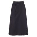 US NAVY Women's Service Dress Blue Skirt. USN Female SDB Skirt in Poly Wool. Unbelted 6-gored skirt features a left zip and button closure, upper right front waistband pocket, with an A-Line silhouette. This skirt can be paired with the US Navy Women's Service Dress Blue Jacket, Dinner Dress Blue Jacket or Dinner Dress White Jacket. Black 55/45 Polyester Wool; 100% Polyester Lining. Genuine, Official Military Uniform. Made in U.S.A.