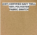 Fabric: Khaki polyester also known as Certified Navy Twill (CNT) used for U.S. Navy Officer and Chief Service Uniforms.