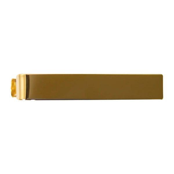 Tie Clasp - Shiny Gold. Metal Bar Tie Clip in Gold Mirror Finish. Measures 2-inches long. Sold individually. US Military Certified. Made in the U.S.A.