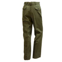 USMC Men's Green Poly/Wool Trousers. US Marine Corps Male Green Poly Wool Pants. These USMC Green slacks are worn by officers and enlisted Marines, authorized for wear as part of the service A, B or C uniform. Features zip fly, hook & slide fastened front, 2 side hip pockets, 2 back pockets with pointed flaps & button closures, and 2 1/4-inch drop belt loops. 55/45 Gabardine Polyester Wool; color USMC Green #2212. Genuine, Official Military USMC Issued Uniform. Made in U.S.A.