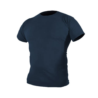 Men's/Unisex Undershirt Tshirt in Blue Cotton Knit. This short sleeve T-Shirt features a crew neck with bound stitched ribbed neckline for shape retention. Wear as a base layer with button down shirts or as an extra layer beneath pullover sweaters or sweatshirts. Military approved wear with all permitted Service Uniforms. Material: 100% Cotton. Imported.