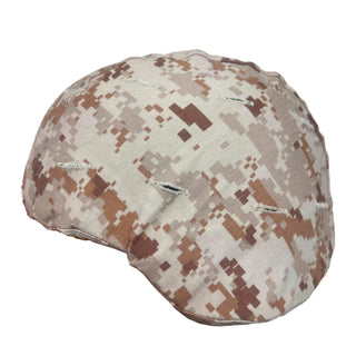US NAVY NWU Type II Helmet Cover. US Navy Working Uniform AOR1 Desert Digital Camouflage Helmet Cover. Special purpose fabric camo cover for U.S. Military Combat Helmet. Attaches with hook & loop straps. - Fabric cover only; actual helmet not included. - Genuine, Official Military Issue - Pattern: AOR-1 / Type 2 Tan Sand Digital Desert Camo - Fabric: 50/50 Nylon Cotton Twill - Made in the USA