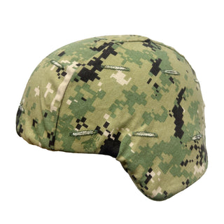 NAVY NWU Type III Helmet Cover. US Navy Working Uniform AOR2 Woodland Digital Camouflage Helmet Cover. Special purpose fabric camo cover for U.S. Military Combat Helmet. Attaches with hook & loop straps.  - Fabric cover only; actual helmet not included. - Genuine, Official Military Issue - Pattern: AOR-2 / Type 3 Green Digital Woodland Camo - Fabric: 50/50 Nylon Cotton - Made in the USA