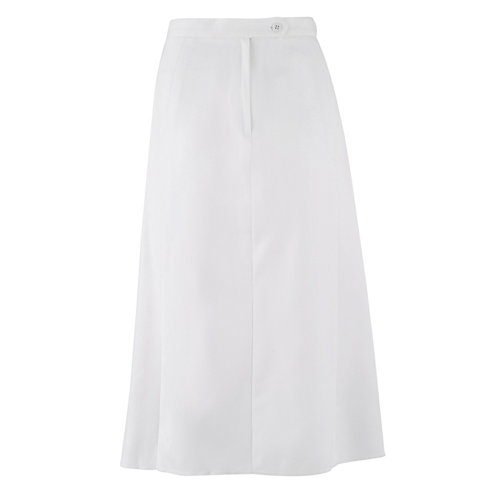 NAVY Women's Service Dress White Skirt - Unbelted. USN Female Unbelted Service Dress White Skirt with unbelted waistband for the Women's Naval SDW Uniform. Unbelted 6-gored skirt features a left zip and button closure, with an upper right front waistband pocket. Skirts are hemmed unless stated otherwise. Skirt length measured from bottom of waistband to hem. White CNT (Certified Navy Twill) 100% Polyester. Genuine, Official Military Uniform. Made in U.S.A.