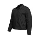 Vintage Military Men's Black Windbreaker Jacket. Male retired US Military outerwear coat protects from wind & rain. Poplin relaxed fit jacket features brass front zipper closure, slant pockets, interior chest pocket, and shoulder epaulets. Some jackets may include a removable liner. Black Polyester Cotton. Genuine Military-issue. Made in U.S.A.