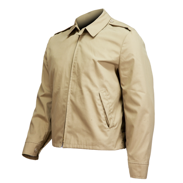 Navy top khaki jacket