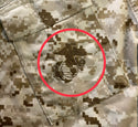 AS-IS Condition US Marine Corps Combat Utility Uniform (MCCUU) MARPAT Desert Camo Shirt with Insect Guard (Permethrin). Authentic Standard Issue uniform currently worn by the USMC in Marine Pattern tan digi-cammies. USMC embroidered insignia on front pocket.