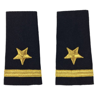NAVY O1 Soft Boards: ENS Line Officer. US Navy O-1 Soft Shoulder Boards for Line Officer - Ensign. Worn with Service Dress White, Shirt and V-Neck Pullover. Gold embroidery on black polyester cotton. Sold in pairs. USN-Certified. Made in the U.S.A.