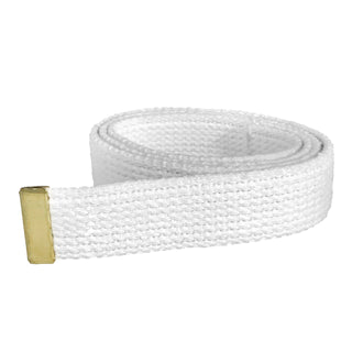 AS-IS NAVY Women's White Cotton Belt - Gold Tip