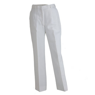 AS-IS Condition US NAVY Men's Officer/CPO Summer White CNT Pant Trousers in Athletic Fit. Features fore and aft creases, belt loops, zippered fly front closure, and two side and back pockets. Genuine, Official Military Navy Service Uniform. White Polyester, Certified Navy Twill (CNT). Made in U.S.A.