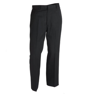 US NAVY Men's SU (Service Uniform) Trousers in Athletic Fit. Athletic Fit Pants have a relaxed fit through the thigh, hip and seat area; with a straight leg from knee to hem. Features fore and aft creases, belt loops, zippered front closure, 2 side and 2 back pockets. Genuine, Official Military Navy Service Uniform (NSU); Black Polyester/Wool; Made in U.S.A. Condition: Good, pre-owned/gently used.