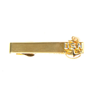 US NAVY Tie Bar Clip for E-7 Chief Petty Officer. Gold metal with CPO insignia.