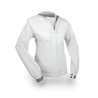 AS-IS NAVY Men's Dress White Jumper Top - Piping + Zipper